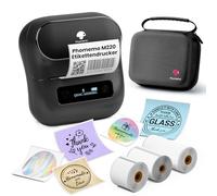 Phomemo M220 Label Printer, Bluetooth Thermal Label Maker, Portable Labeling Device for Small Business, Home, School, Sticker Printer with 3 Rolls Self-Adhesive Labels and 1 Case