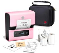Phomemo M221 Label Maker With Case, Label Maker Machine Set, Portable Thermal Label Printer, Rechargeable Sticker Maker Compatible with PC IOS Android,for Address, Barcode, Home, Office (Pink)