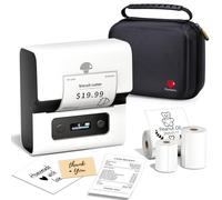 Phomemo M221 Label Printer With Case, Label Maker Machine Set, Portable Thermal Label Printer, Rechargeable Sticker Maker Compatible with PC IOS Android,for Address,Barcode,Home,Office (White)