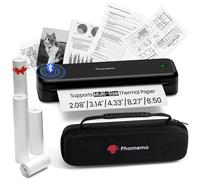 Phomemo M834 Portable Themral Inkless Printer A4 300DPI - Black Kit | Compatible with Wireless Bluetooth & USB, Mini Printer for Home Use, with 4 Rolls of Thermal Paper & Carry Bag