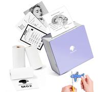 Phomemo Purple M02 Mini Printer With 3 Label Rolls, Pocket Printer for iOS and Android Smartphone, Bluetooth Sticker, Printer, Thermal Printer