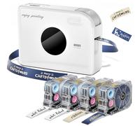 Phomemo Ribbon Label Printer, A30 Thermal Transfer Printing Bluetooth Wireless Portable Small Label Maker Machine with 4 Tapes Decorations, Cloth Name Tag