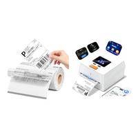 Phomemo Shipping Label Printer with Touchable Screen & 100 Sheets Transparent Direct Thermal Shipping Labels, 4x6 Bluetooth Thermal Label Printer for Small Business, Compatible with Royal Mail, DHL