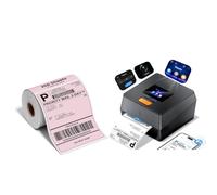 Phomemo Shipping Label Printer with Touchable Screen & 250 Sheets4 x 6 Inch Pink Roll Direct Thermal Shipping Labels, D420D Thermal Printers for Small Business, Compatible with Royal Mail, DHL, DPD