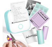 Phomemo Sticker Printer, T02 Mini Printer Bluetooth Portable Printer Inkless Sticker Printer with 3 Rolls, for DIY Creation, Study Notes, Pictures, Receipts, Smart AI APP for Phone & Tablet, Green