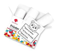 Phomemo T02/M02X/M02L/Q02 Sticker Paper - 3 Rolls of Self-Adhesive Thermal Printer Paper, 53mm x 3.5m, 10 Years Preservation, Black on White for Phomemo T02/M02X/M02L/Q02 Pocket Printer