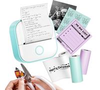 Phomemo T02 Mini Printer, Bluetooth Portable Printer Inkless Sticker Printer with 3 Rolls, for DIY Creation, Study Notes, Pictures, Receipts, Smart AI APP for Phone & Tablet, Green