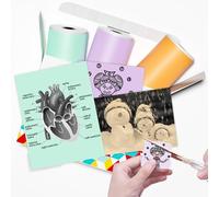 Phomemo T02 Mini Printer Colorful Thermal Paper, Sticky Thermal Paper for T02/Q02/M02L/M02X Sticker Printer, Purple/Green/Orange, 50 mm x 3.5 m,3 Rolls