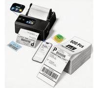 Phomemo Thermal Label Printer 4x6 with Touchable Screen, Bluetooth Shipping Label Printer supplied with 500 4x6 labels