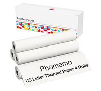 Phomemo Thermal Printer Paper - US Letter Size Paper 4 Rolls, 216mm x 6.5m (8.5" x 256"), Compatible with Phomemo M832/M833/M834 Portable A4 Printer, for Travel, Home, Photo, Invoice, Contract