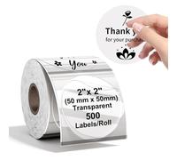 Phomemo Transparent Round Thermal Sticker Labels - Compatible with Phomemo PM241BT/D520BT, MUNBYN, POLONO Thermal Label Printers | Ideal for Logos, Item Classification, Gift Tags, Thank-You Stickers