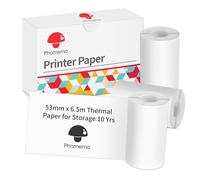 Phomemo White Printable Thermal Paper 3 Rolls, 53mm Printer Paper Compatible with Phomemo M832/M834/M03/M04S/M04AS Thermal Label Printer, 6.5M/Roll