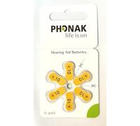 Phonak Size 10 Mercury Free Hearing Aid Battery x60 Cells (10 packets) by KEEPHEARING LTD