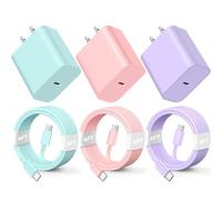 Phone 16 15 Charger Fast Charging, 3 Pack 20W USB C Colorful Wall Charger Block with 6ft USB-C to C Cable Compatible with iPhone 16 15 Pro/Plus/Pro Max,Pad Pro 12.9/11 inch,Pad Air 5th