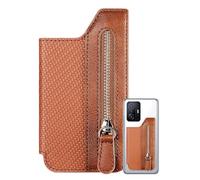 phone back card holder, magnetic card holder for phone - Multi-slot wallet case with zipper for back of the | ad case, brown, Consulte la descripción, See description