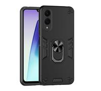 Phone Back Case Compatible with Samsung Galaxy S25 Edge Phone Case with Kickstand & Shockproof Military Grade Drop Proof Protection Rugged Protective Cover PC Matte Textured Sturdy Bumper Cases(Black)