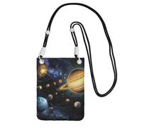 Phone Bag,Exploring the Solar System Print Mobile Phone Crossbody Bag Phone Pouch with Black Adjustable Strap for Mobile and Smart Phones