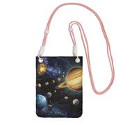 Phone Bag,Exploring the Solar System Print Mobile Phone Crossbody Bag Phone Pouch with Pink Adjustable Strap for Mobile and Smart Phones