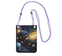 Phone Bag,Exploring the Solar System Print Mobile Phone Crossbody Bag Phone Pouch with Purple Adjustable Strap for Mobile and Smart Phones