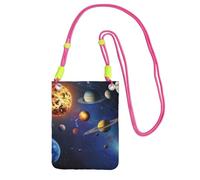 Phone Bag,Outer Space Solar System Print Mobile Phone Crossbody Bag Phone Pouch with Fuchusia Adjustable Strap for Mobile and Smart Phones