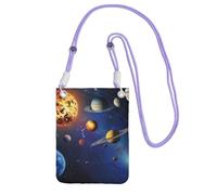 Phone Bag,Outer Space Solar System Print Mobile Phone Crossbody Bag Phone Pouch with Purple Adjustable Strap for Mobile and Smart Phones