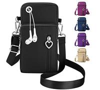Phone Bags for Women Crossbody, Nylon Crossbody Phone Bag Mobile Phone Pouch with Long Strap, Ladies Cell Phone Crossbody Bag Small Shoulder Bag with Zip Coin Purse Wallet Birthday Christmas Gifts