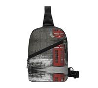 Phone Booth in London Streets Foldable Sport Sling Bag,Lightweight Crossbody Chest Pack with Multiple Pockets,Water-Resistant Polyester Fabric,Compact Travel Daypack