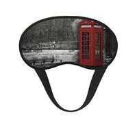 Phone Booth in London Streets Print Blindfold Sleep Mask, 100% Block Light Eye Sleep Shade Cover Eye Masks with Adjustable Strap