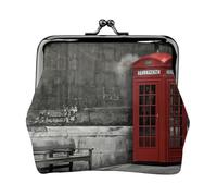 Phone Booth in London Streets Printing Small Coin Purse, Lightweight Travel Wallet for Sightseeing Tours and Shopping Sprees