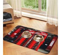 Phone Booth London Street Print Pet Food Mat Absorbent Non Slip PU Leather Feeding Mat for Dogs Cats Rubber Bottom