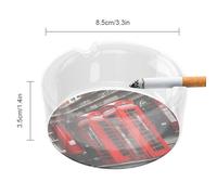 Phone Booth London Street Print Round Glass Ashtray, Portable Decorative Ashtray For Home Office Indoor Outdoor Patio Use