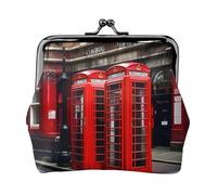 Phone Booth London Street small wallets woman,wallets for women,coin purse for women,small womens wallet,with zipper and kiss lock, Black, One Size, Art Deco