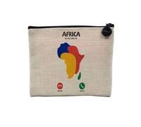 Phone Call is Calling Me Sport Leisure Passion Culture Tourism Travel Linen Look Canvas Makeup Bag Toiletry Bag Coin Purse, Map of Africa, 15 x 10 cm, Makeup Bag