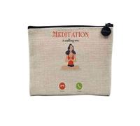 Phone Call is Calling Me Sport Leisure Passion Linen Look Canvas Makeup Bag Toiletry Bag Coin Purse, Meditation, 15 x 10 cm, Makeup Bag