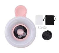 Phone Camera 15X Macro Lens, Portable Rechargeable Dimming, Mini Clip Light 2800 to 6500K Phone Fill Light Lens for Photography Video Recording (Pink)