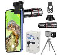 Phone Camera Lens Kit 28X Telephoto Lens for iPhone with E-Clip and Tripod, Suitable for Most Smartphones (Black)