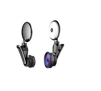 Phone Camera Lens Kit Selfie Ring Light with 50X HD Macro Lens + 4K HD Wide Angle Lens + 185°Fisheye Lens for Iphone, most Android Smartphone(Black)