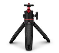 Phone Camera Tripod, 10.86" Extendable Tripod Stand Portable Lightweight selfie tripod Small Desktop Webcam Tripod with 360 Degree Rotating Ball 1/4 Inch Expansion Hole for Travel (Black)