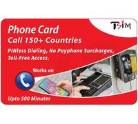 Phone Card - Call 150+ Countries from Any Phone or Payphone | PINless Dialing | No Payphone Surcharges | Toll-Free Access | Works on Landlines, Mobiles & Hotel Phones | Upto 500 Minutes
