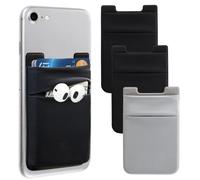 Phone Card Holder for Back of Phone, Stretchy Lycra Wallet Stick On Pocket Credit Card ID Case Pouch Sleeve 3M Adhesive Sticker Compatible with iPhone Samsung Galaxy Android Smartphones - 3Pack