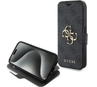 Phone Case Bookcase Cover iPhone 15 Pro Guess Gray Logo Gold-Colored Foldable