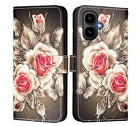 Phone Case Compatible With INFINIX Smart 10/TECNO POP 10 Durable Lightweight PU Leather Wallet Phone Case Flip Folio Shockproof Shell Slim Fit Protective Cover,Roses on Black