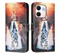 Phone Case Compatible With OPPO A5X 4G Abroad/OPPO A5X 5G Abroad Durable Lightweight PU Leather Wallet Phone Case Flip Folio Shockproof Shell Slim Fit Cover,Cat and Tiger