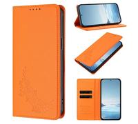 Phone Case for Blackview Wave 9C, Peony Pattern PU Leather Wallet Case with [RFID Blocking] Card Slots Kickstand Magnetic Flip Cover for Blackview Wave 9C, Orange
