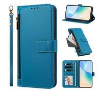 Phone Case for BLU G53, Shockproof PU Leather Wallet Case with 4 Card Slots Stand Magnetic Flip Zipper Pocket Cover, Blue