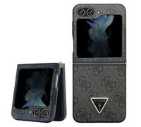Phone Case for Galaxy Z Flip 5 Guess Faux Leather Black Triangle Rhinestone