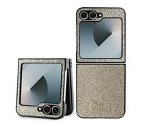 Phone Case for Galaxy Z Flip 6 Guess Goldfarbiges Logo Glitter Plastic