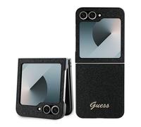 Phone Case for Galaxy Z Flip 6 Guess Logo Glitter Black Plastic