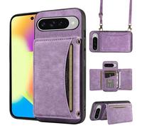 Phone Case for Google Pixel 10/10 Pro 5G Wallet Cover with Crossbody Shoulder Strap, PU Leather Card Holder Pocket Stand Cell Accessories Mobile Phone Flip Purse Pixel10 10Pro Ten Girls Women Purple