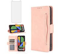 Phone Case for Google Pixel 4 Wallet With Tempered Glass Screen Protector Card Holder Slot ID Credit Stand Kickstand Leather Magnetic Purse Flip Cell Accessories Pixel4 Pixle Four Women Men Pink